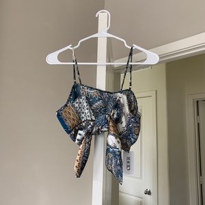 NWT Cider Boho Paisley Tie Front Tank Top Size Large